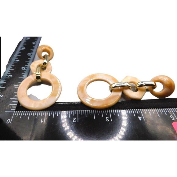 Pierced Earrings Elegant Trio Interlocked Acrylic Circles Gold Tone Spacers - Picture 5 of 6